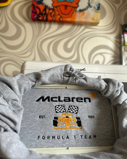 McLaren F1 Hoodie | Formula 1 Sweatshirt | McLaren Racing Embroidered Hoodie | F1 Fan Shirt | Motorsport Apparel | Racing Gift