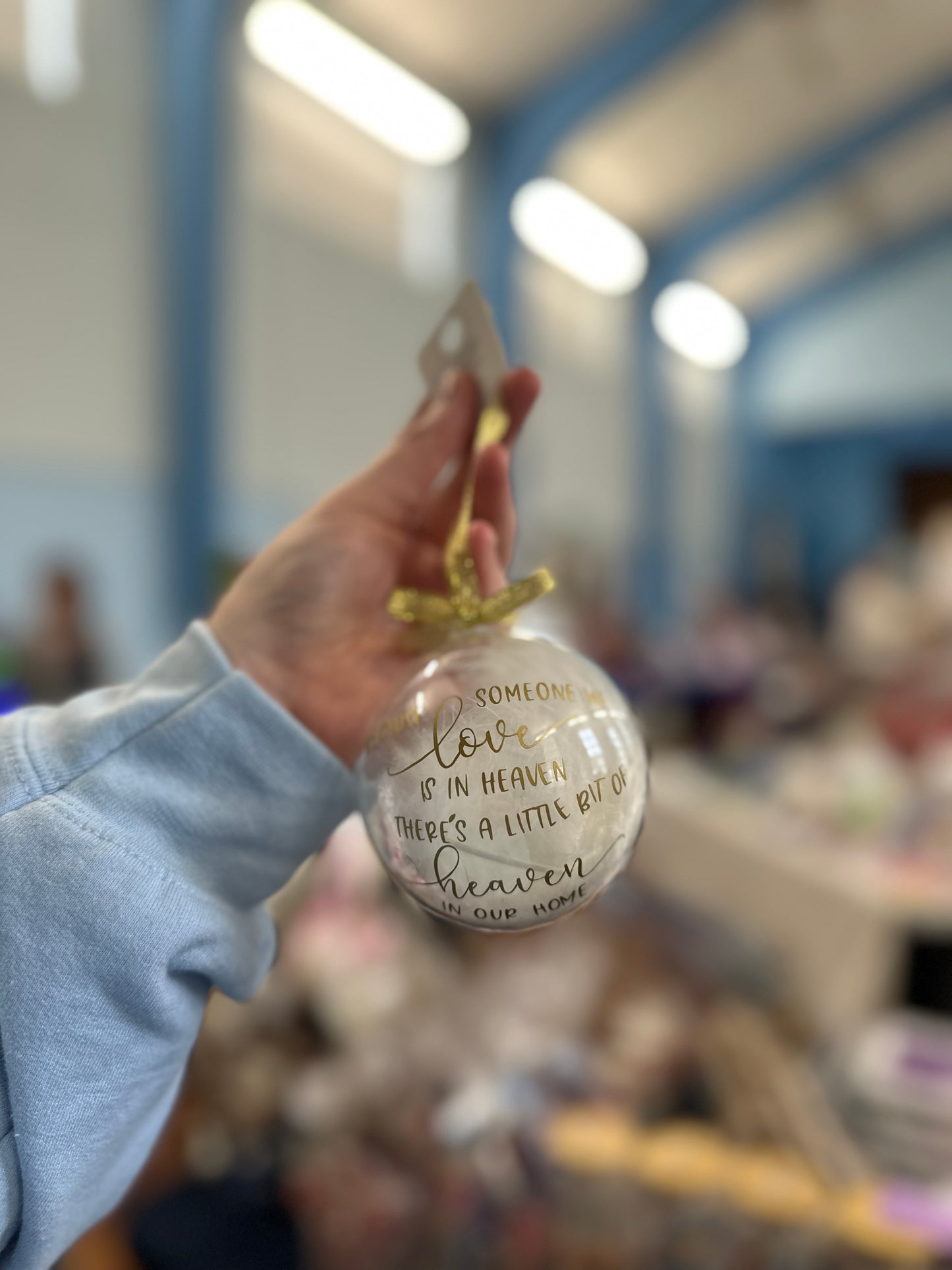 Because someone we love is in heaven, there’s a little bit of heaven in our home Bauble 🪽