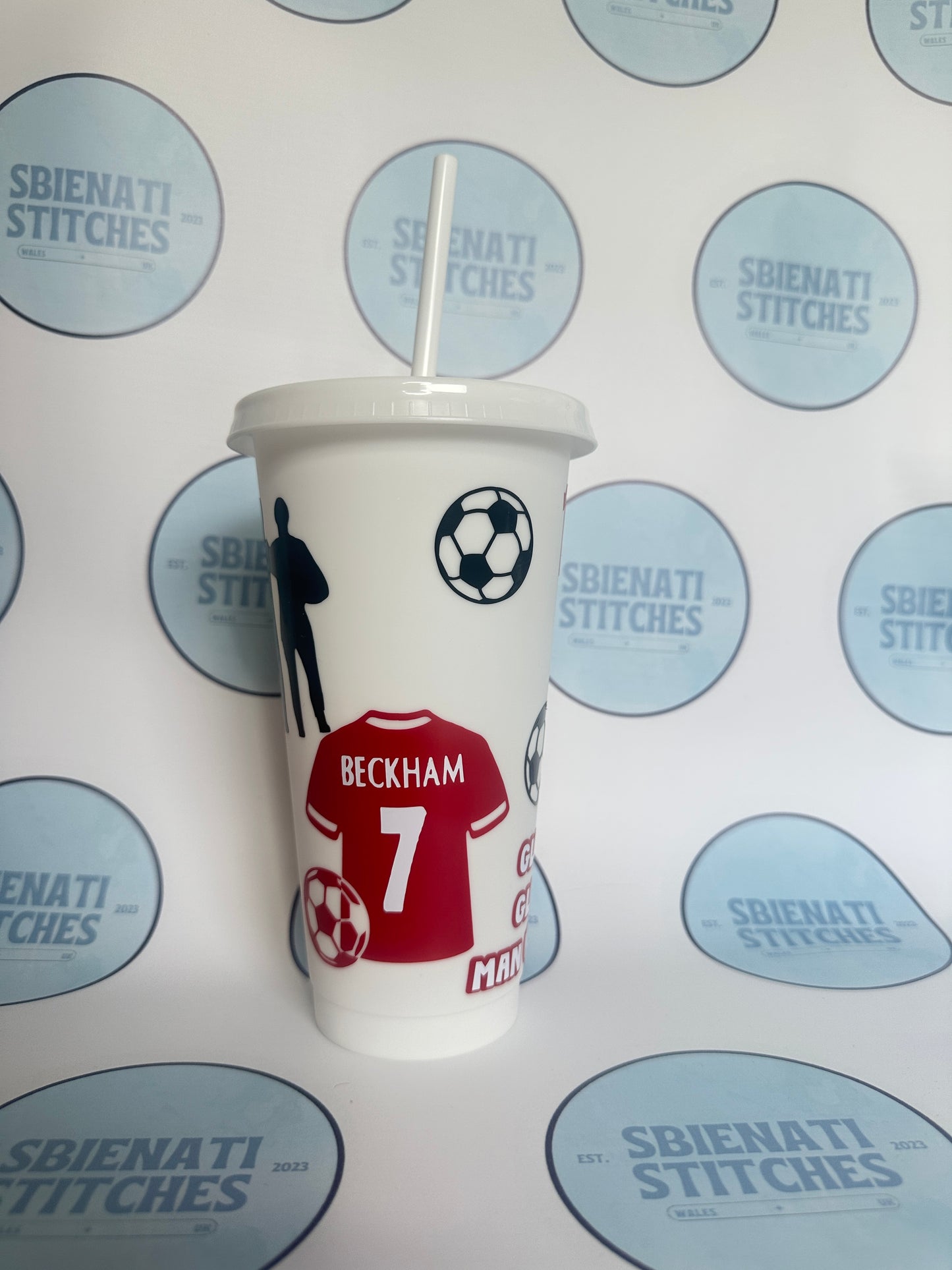 Manchester United David Beckham Inspired 20oz Tumbler with Straw