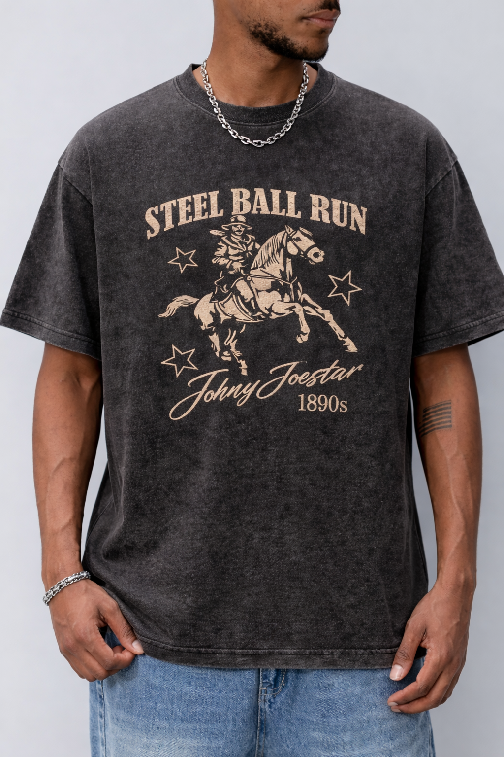 Steel Ball Run T Shirt | Johnny Joestar Shirt | Vintage Anime Tee | Washed Graphic T Shirt | Streetwear Anime Shirt | Oversized Tee