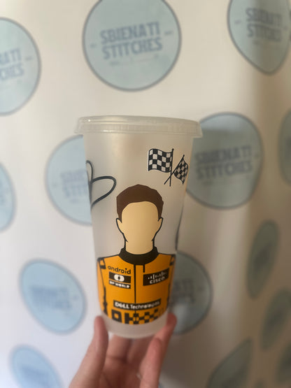 Lando Norris Inspired 20oz Tumbler with Straw – McLaren Style | Hand Vinyl Design | Formula Racing Fan Cup