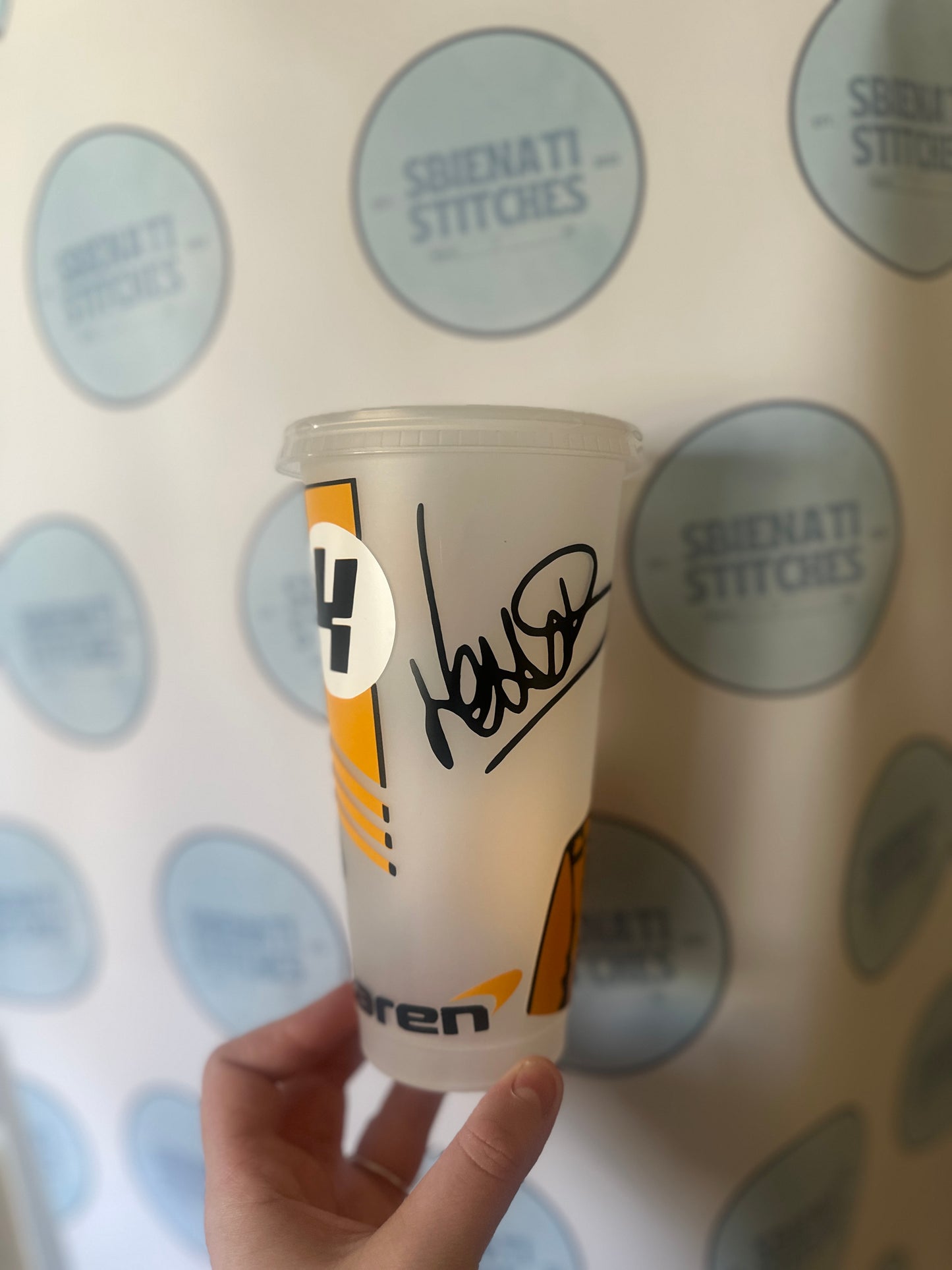 Lando Norris Inspired 20oz Tumbler with Straw – McLaren Style | Hand Vinyl Design | Formula Racing Fan Cup