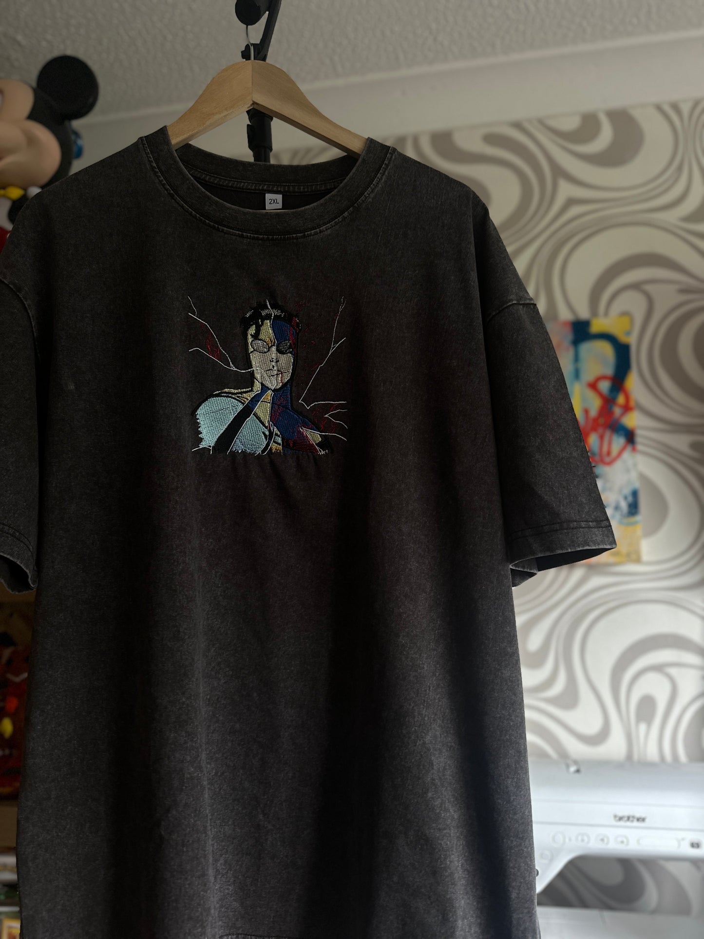 Invincible-Inspired Oversized Washed T-Shirt – Black/Grey