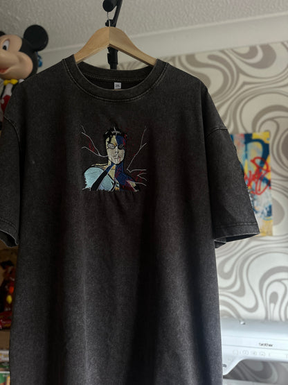 Invincible-Inspired Oversized Washed T-Shirt – Black/Grey